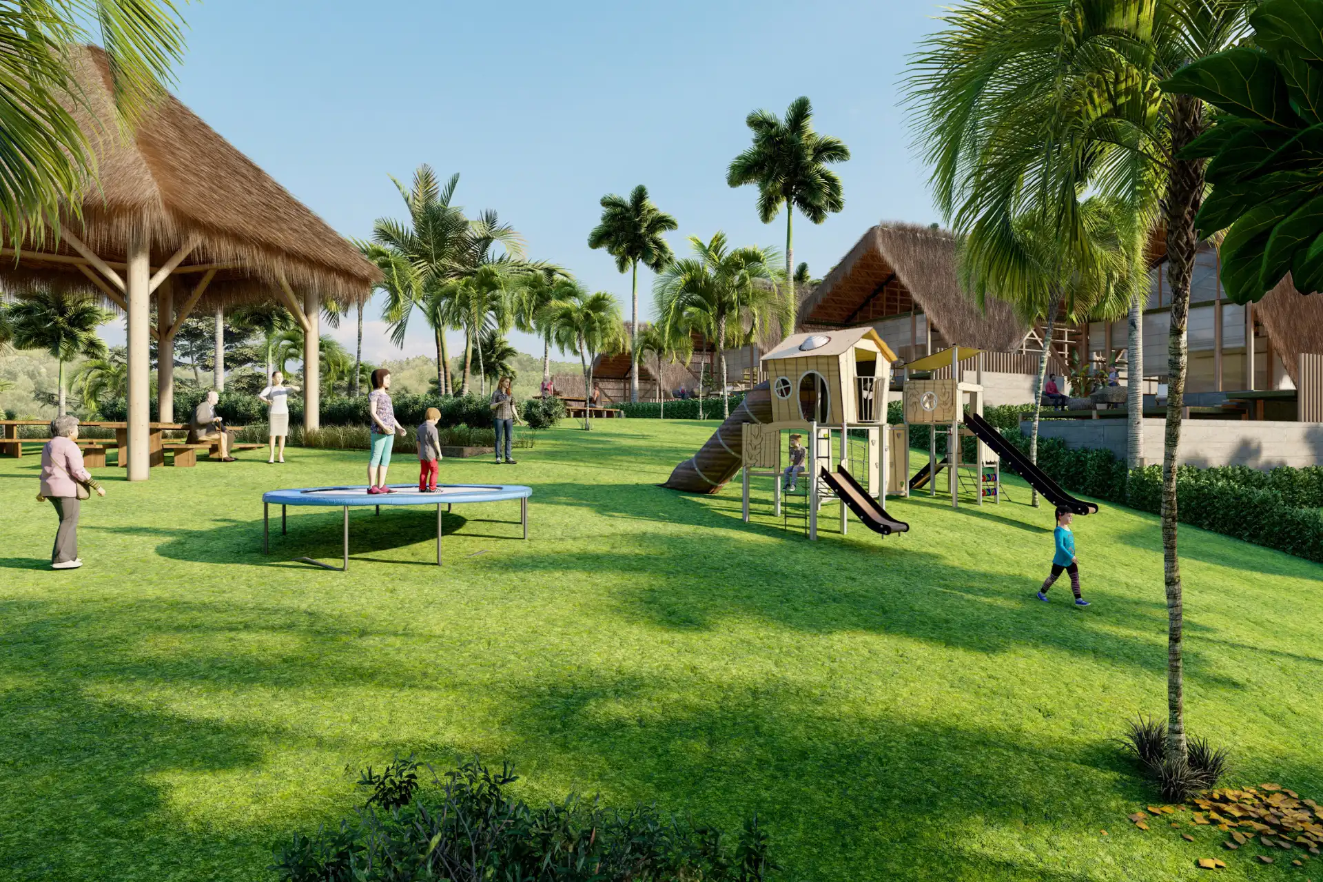 Área de juegos y áreas verdes